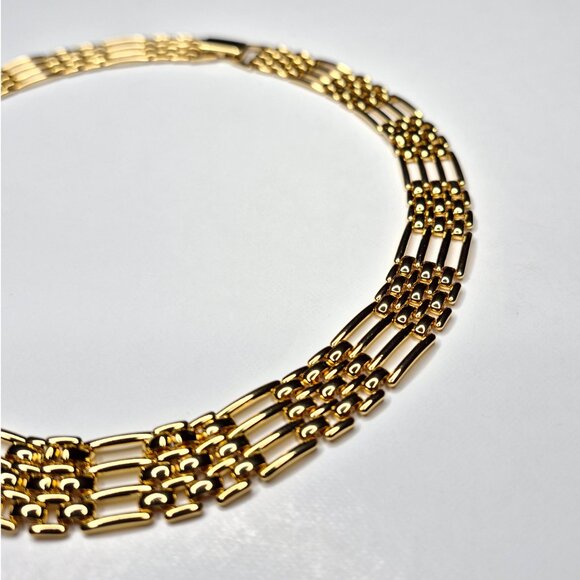 Napier Signed Designer Vintage Gold Plated Panther Link Necklace RARE 1980s - Picture 2 of 8